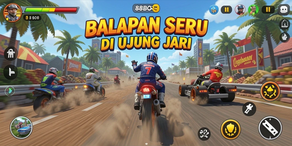 Tampilan gameplay Racing seru di 88BOS.