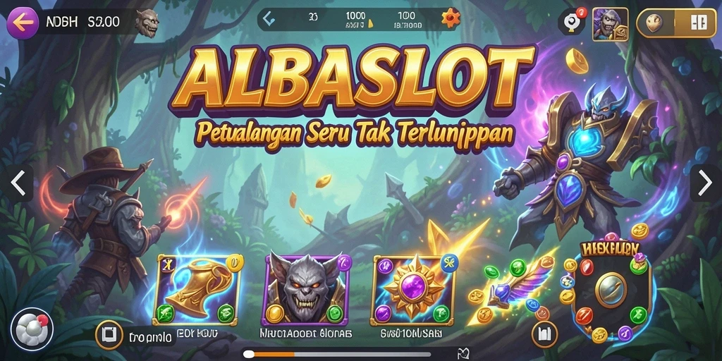 Tampilan gameplay ALBASLOT dengan karakter dan lingkungan petualangan.