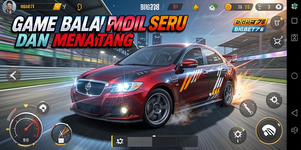 Screenshot menampilkan aksi balapan mendebarkan dalam BIGBET78.