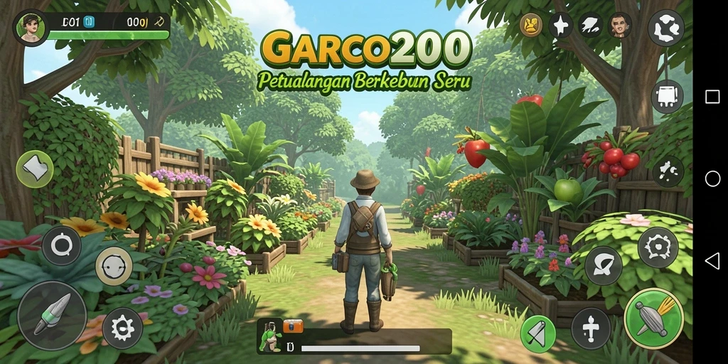 Gambaran gameplay seru di GARCO200 dengan ladang subur dan hewan ternak.
