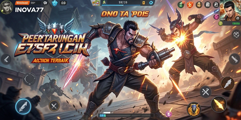 Tampilan gameplay seru dalam INOVA77 dengan pertarungan yang mendebarkan.