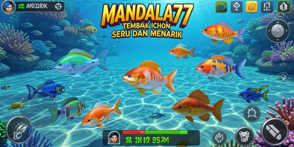 Tampilan menarik gameplay MANDALA77 saat menembak ikan.