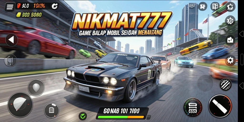 Gameplay seru dan mendebarkan di NIKMAT777 yang menampilkan balapan sengit.