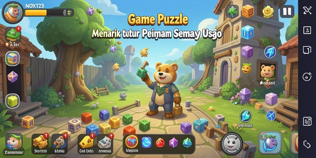 Tampilan gameplay memukau dari NOX123 saat menyelesaikan puzzle.