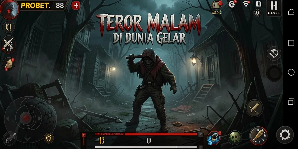 Gameplay PROBET88 menampilkan suasana mencekam dan tantangan horor yang mendebarkan.