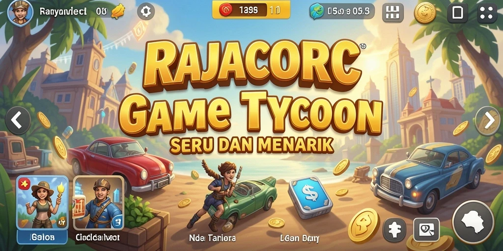 Tampilan gameplay RAJACORC yang menampilkan strategi bisnis yang dinamis.