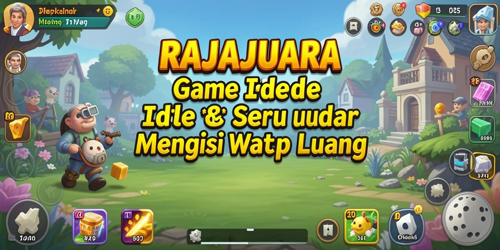 Screenshot gameplay RAJAJUARA yang menampilkan kemajuan pembangunan kerajaan idle.