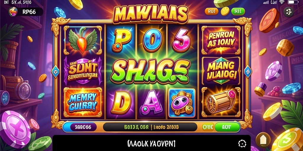 Tampilan gameplay RP66 dengan gulungan dan simbol yang memikat.