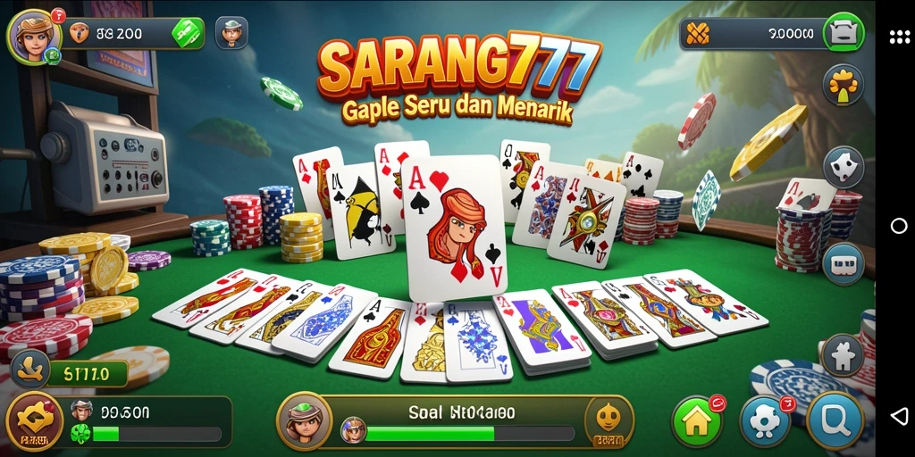Screenshot SARANG777 menampilkan gameplay Gaple yang seru.